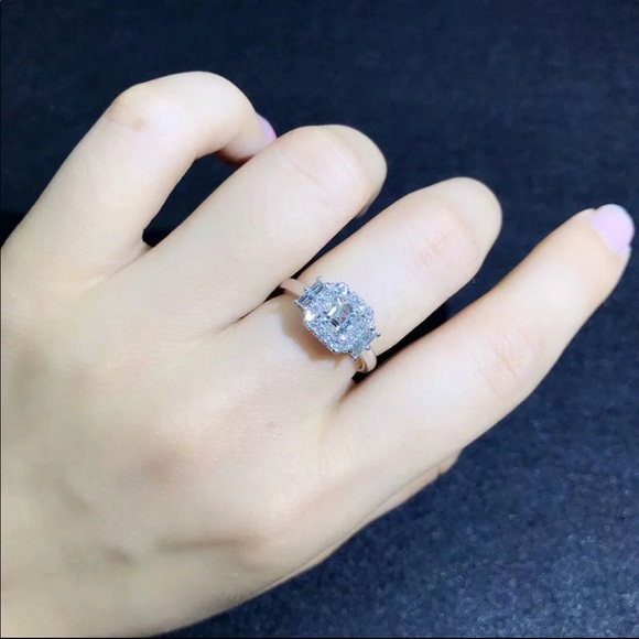 New 925 Silver Dainty Square Cut Diamond Ring 💍 - Picture 2 of 5
